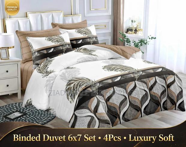Binded Duvet 6x7 - 4Pcs Brown Feather Wave Luxury Set - thumbnail 2
