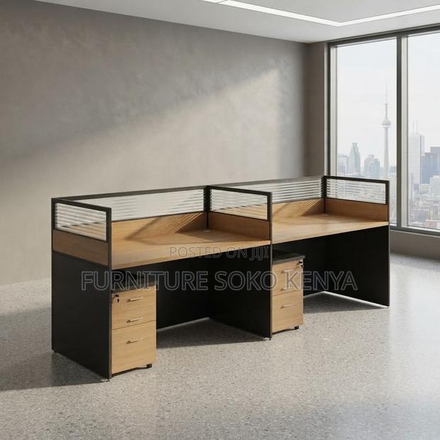 Workstation; Straight Two Users Modern Style Workstations - thumbnail 2