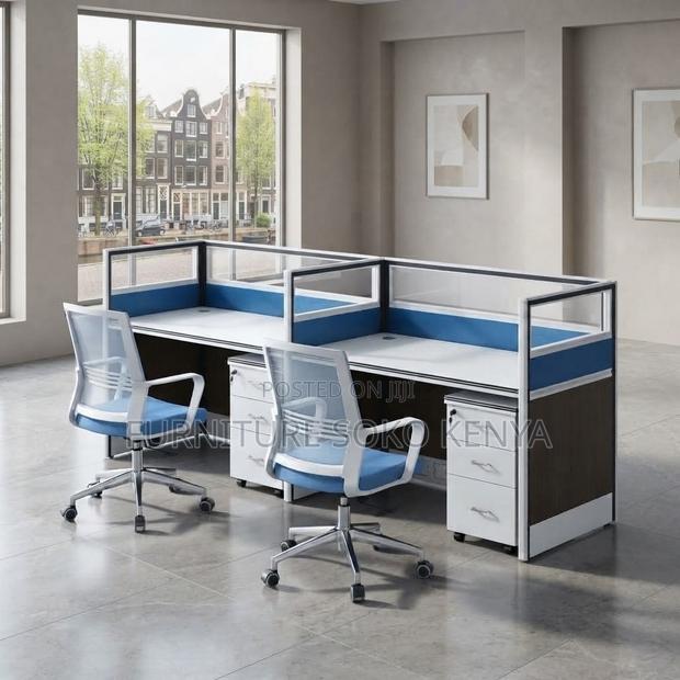 Workstation; Straight Two Users Modern Style Workstations - thumbnail 6