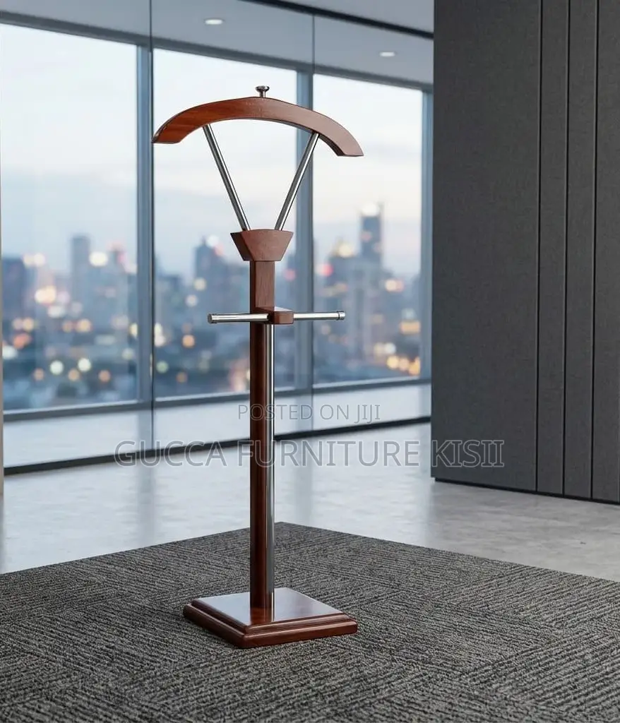 Wooden Executive Mahogany Coat Hanger With a Square Base