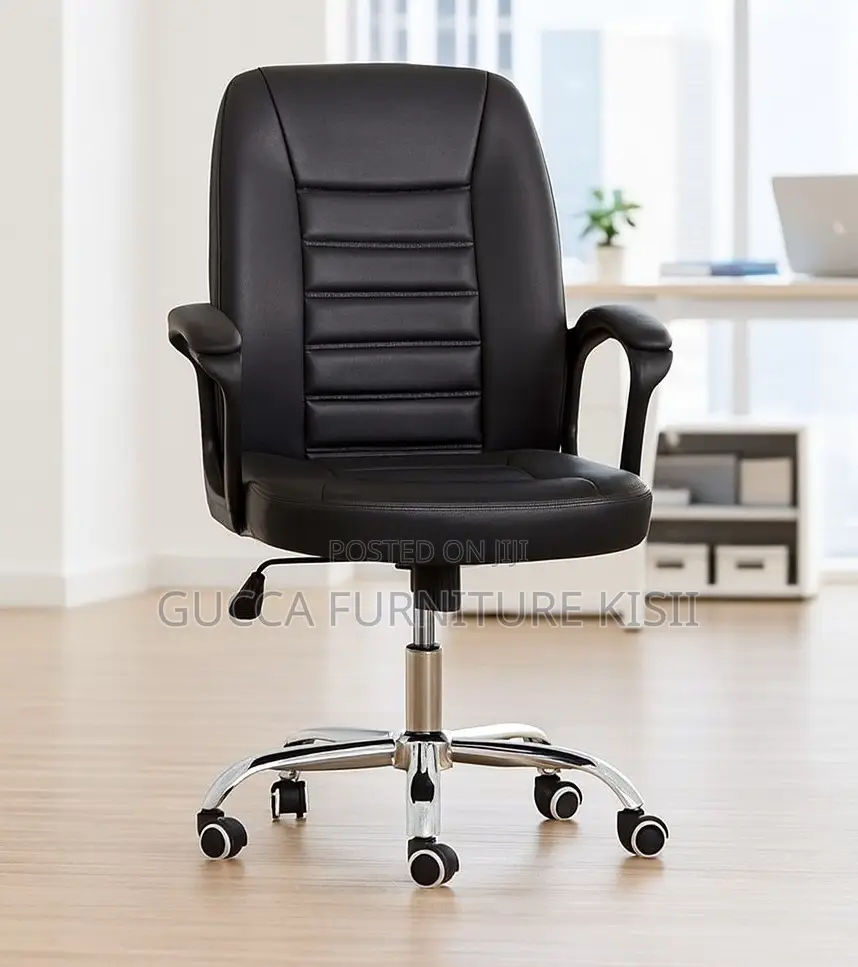 Medium Back Black Executive Leather Desk Chair