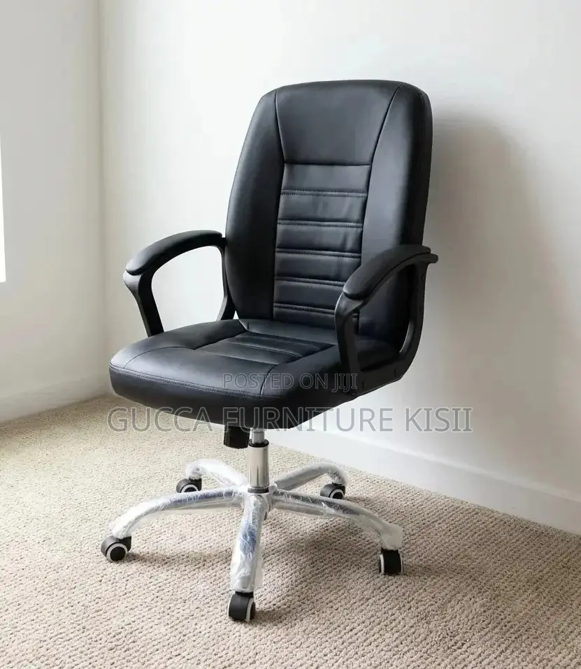 Medium Back Black Executive Leather Desk Chair