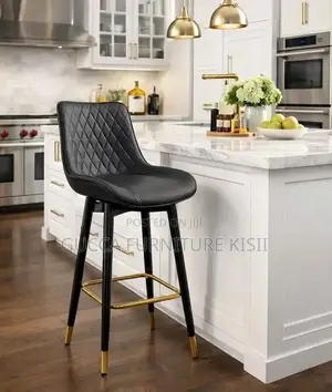 Leather Non Adjustable Swivel Barstool