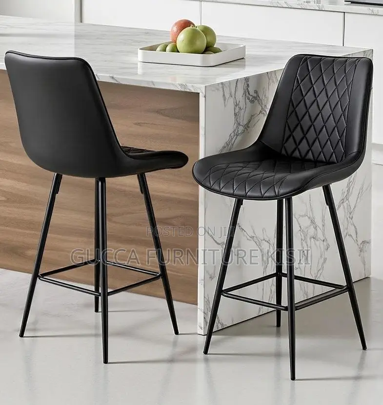 Leather Non Adjustable Swivel Barstool