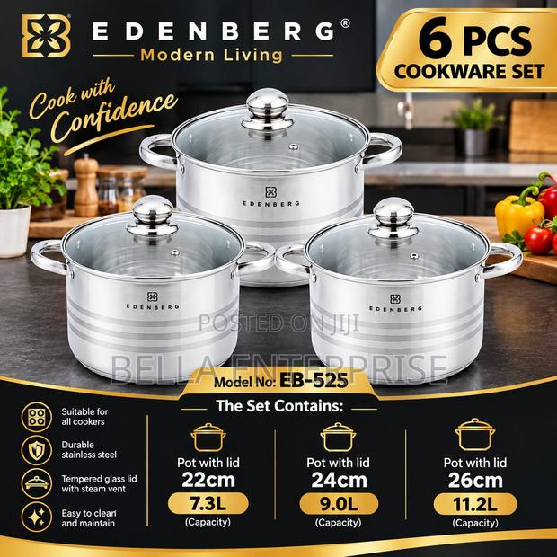 Edenberg 6pcs Stainless Cookware Set