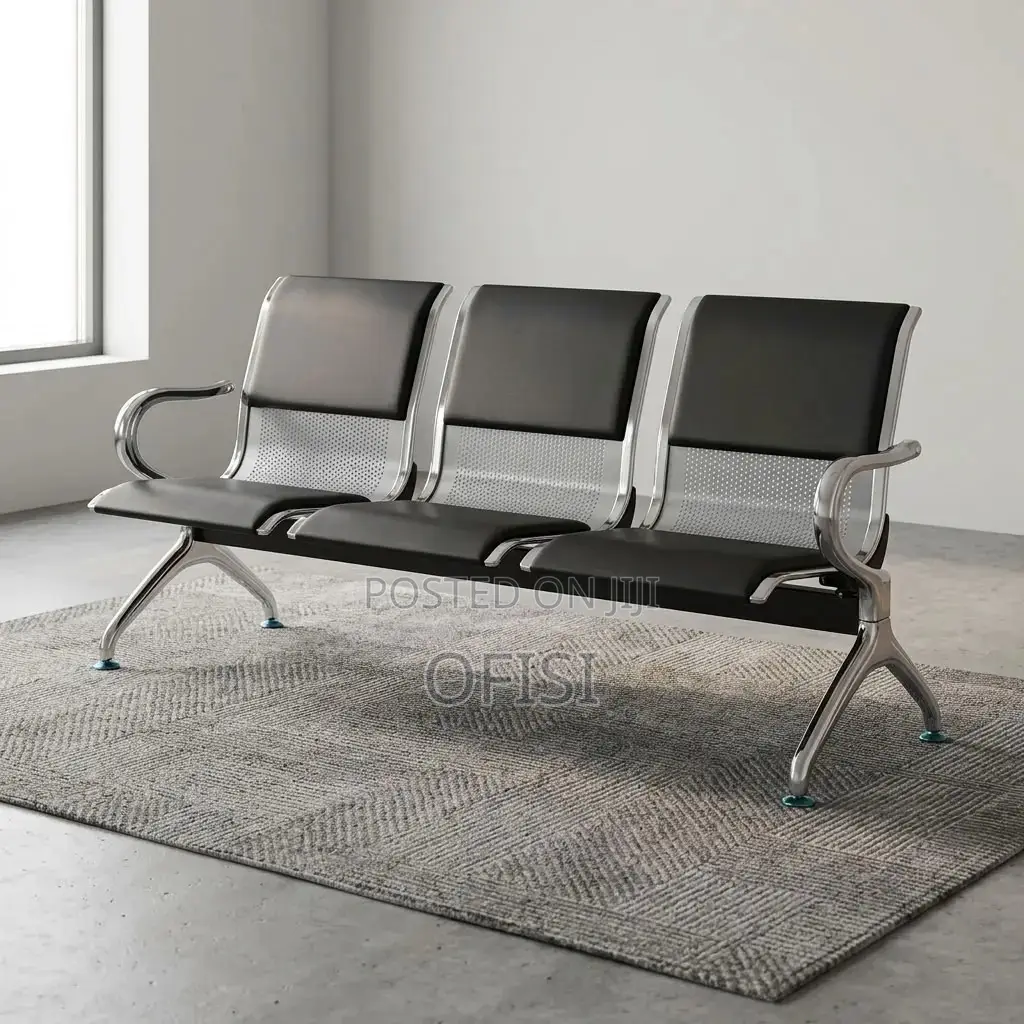 Waiting Bench; 3 Link Half Padded Waiting Bench
