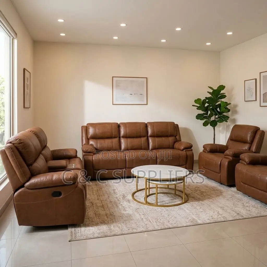 7-Seater Leather Reclining Couch.