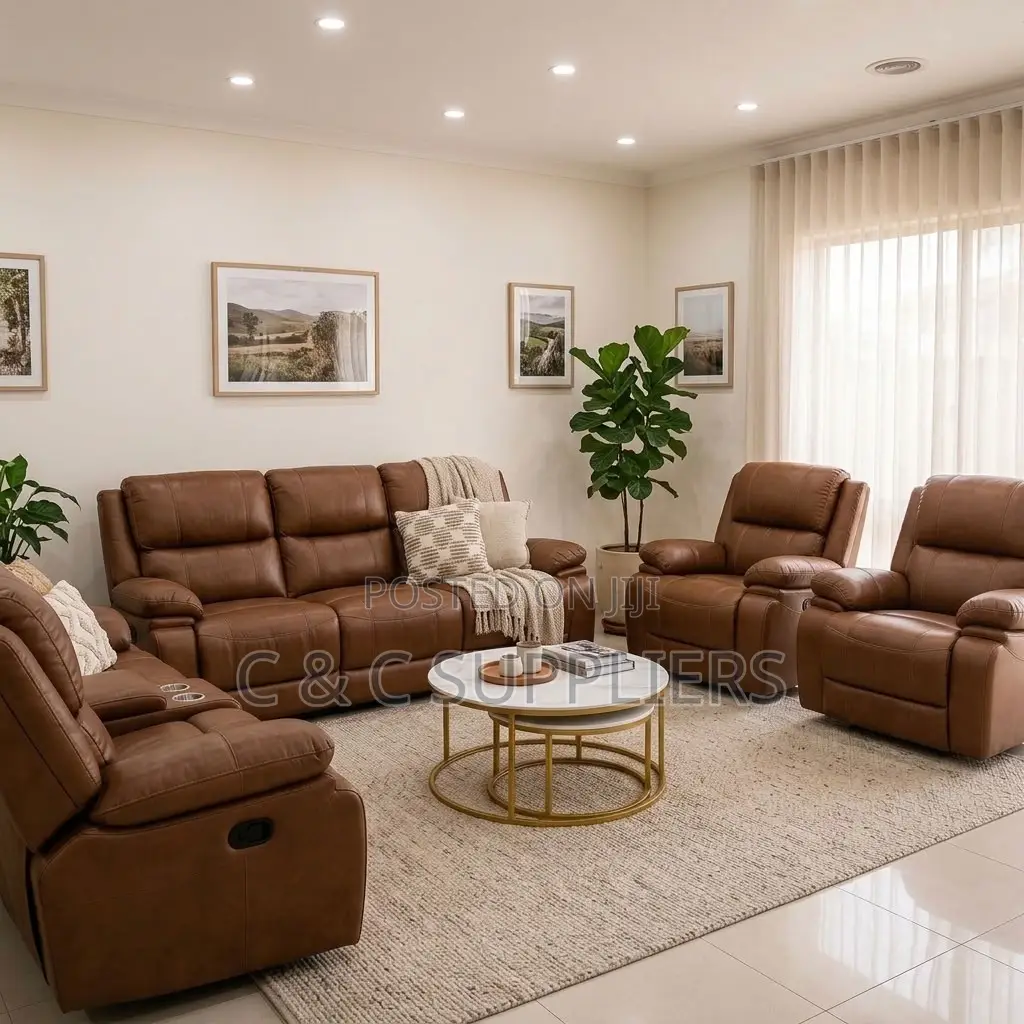 7-Seater Leather Reclining Couch.