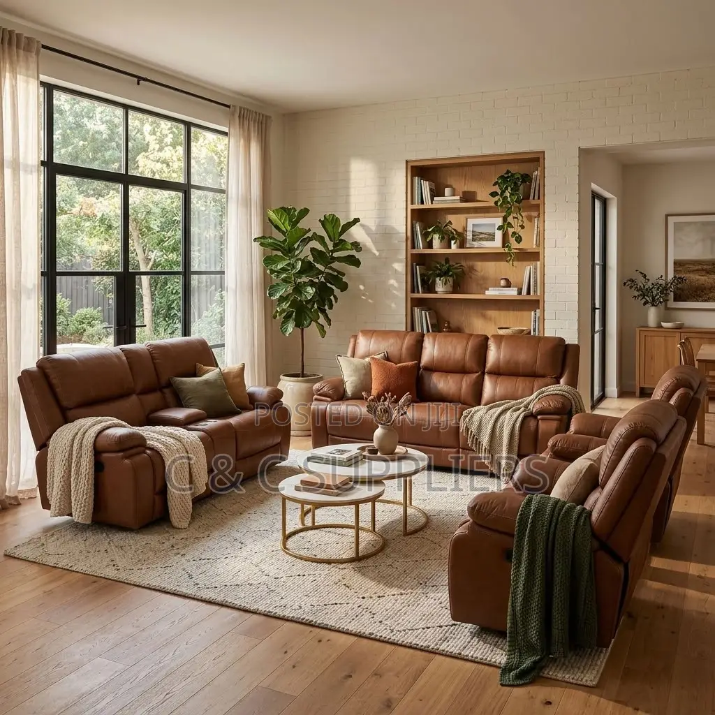 7-Seater Leather Reclining Couch.