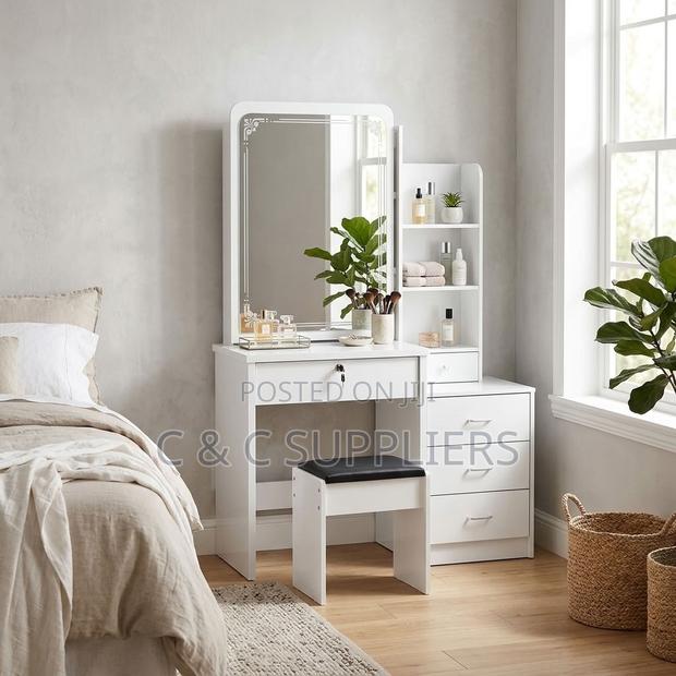White Simple Make Up Table With Drawers - thumbnail 8
