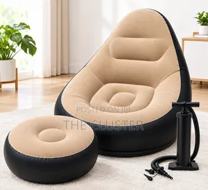 Inflatable Seat With a Foot Rest and Free Manual Pump