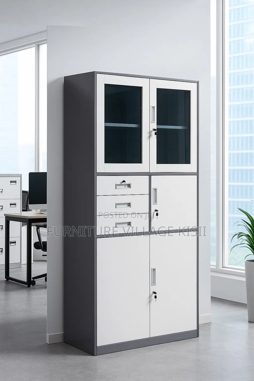 2-Door Filing Cabinet With Safe