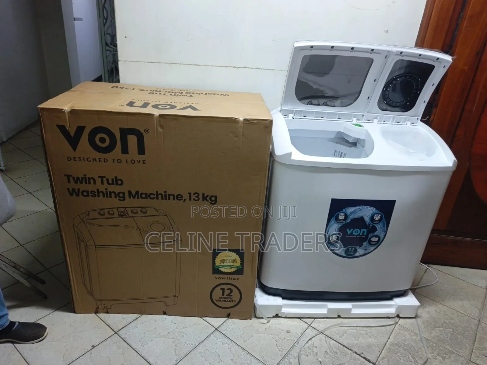 Von 13KG Double Tub Washing Machine for Home Use