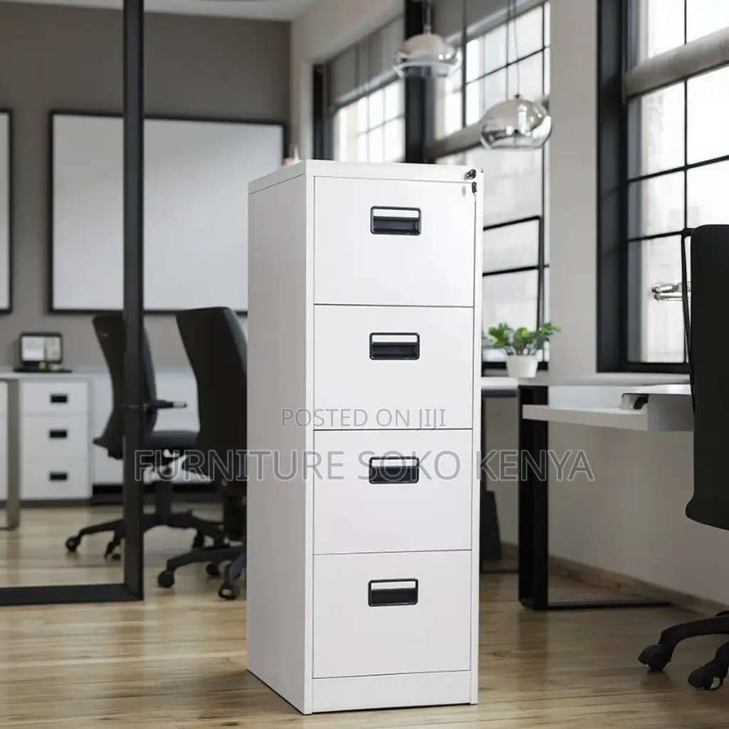 Storage Cabinet : 4-Drawer Metallic Office Filing Cabinet