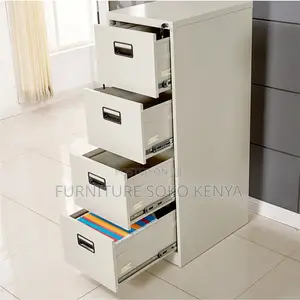 Storage Cabinet : 4-Drawer Metallic Office Filing Cabinet