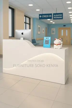 Reception Desk : White Office Reception Desk With Wavy LED Strip