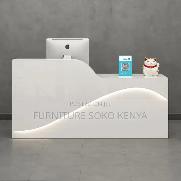 Reception Desk : White Office Reception Desk With Wavy LED Strip