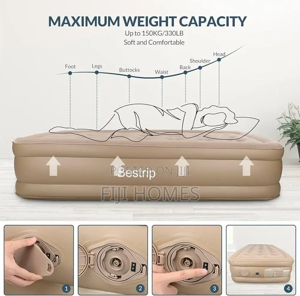 Inflatable Air Mattress | Elevated | Built-in Pump | 2 Sizes