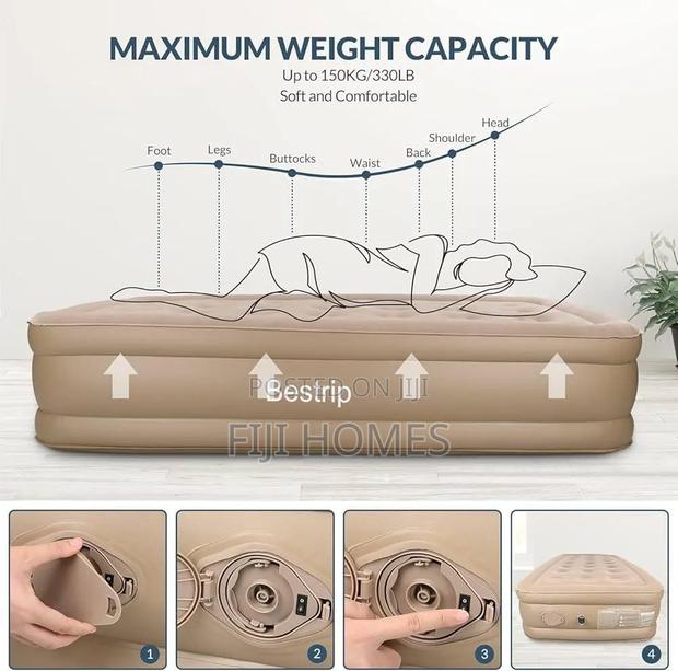 Inflatable Air Mattress | Elevated | Built-in Pump | 2 Sizes - thumbnail 2