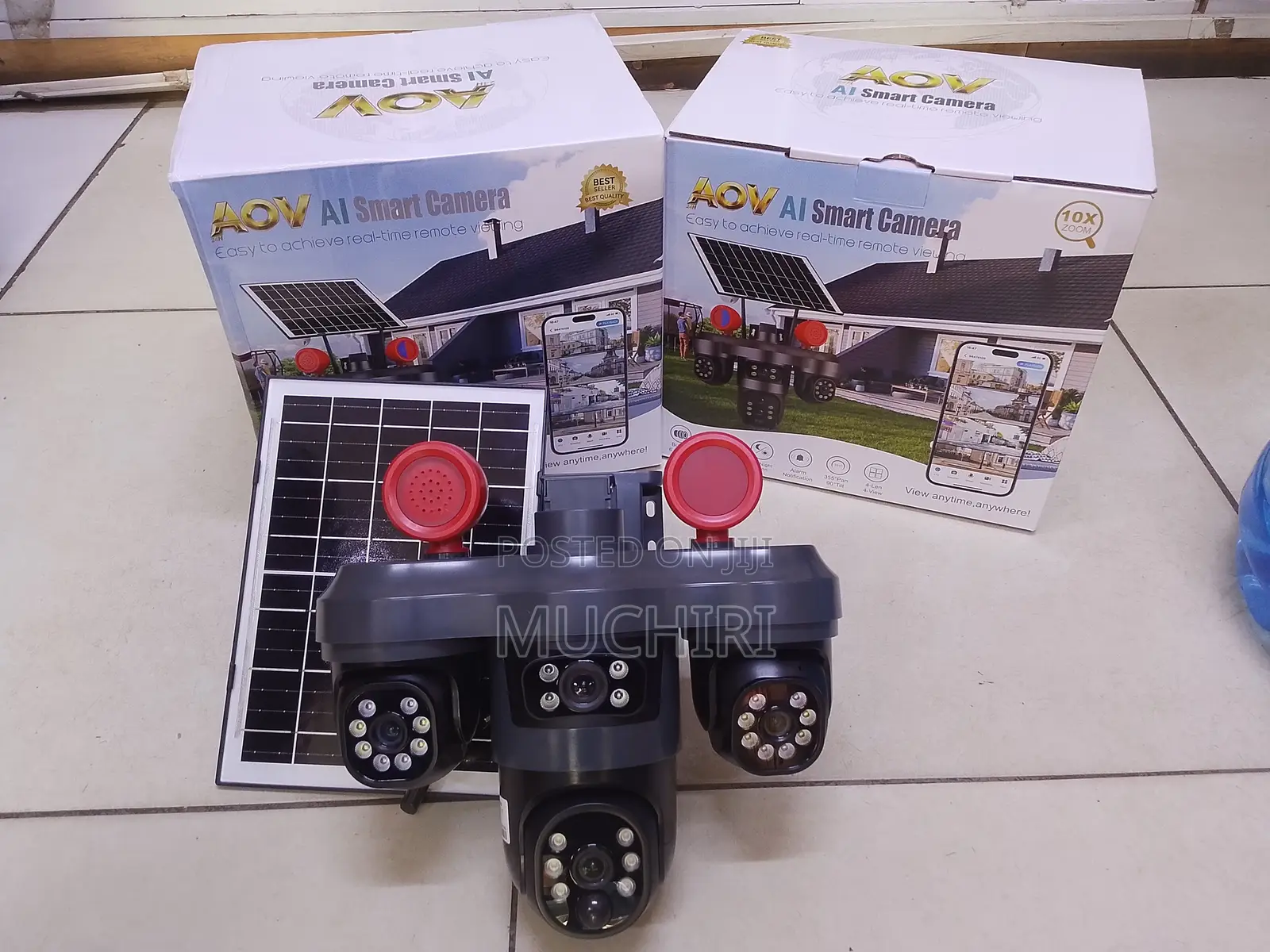 Triple Lens Solar PTZ Camera With V380 Pro App