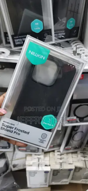 Shows a Black Nillkin Super Frosted Shield Pro Case for OnePlus 15