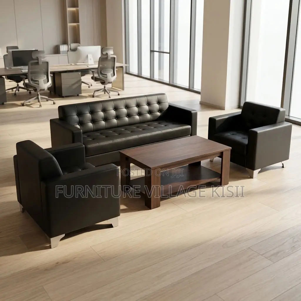 5-Seater Leather Reception Office Sofa