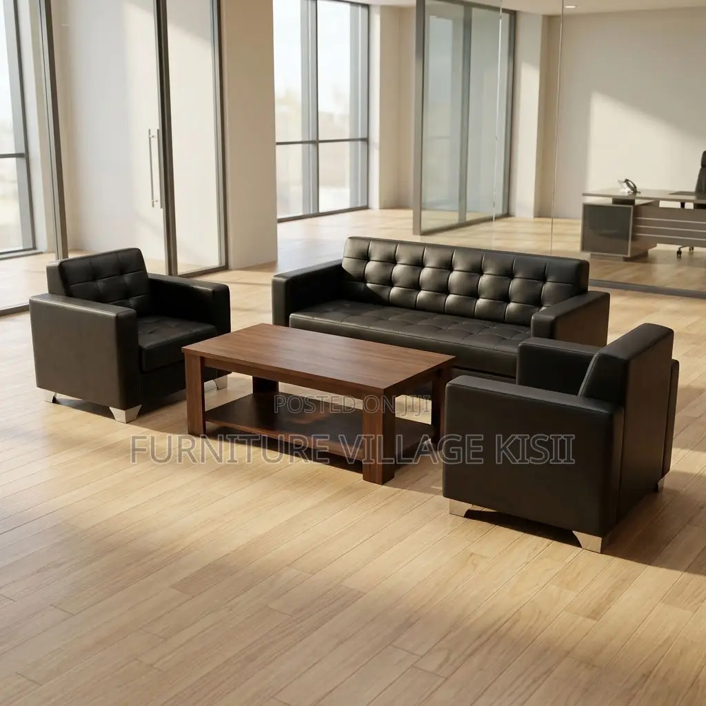 5-Seater Leather Reception Office Sofa