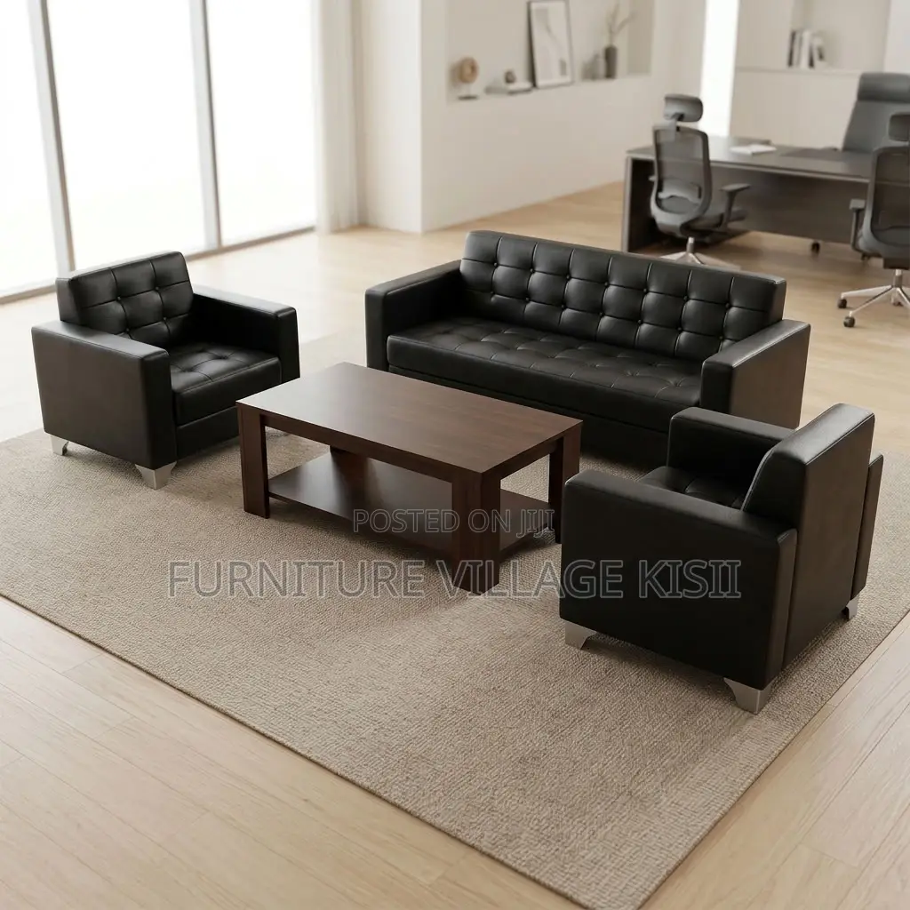 5-Seater Leather Reception Office Sofa