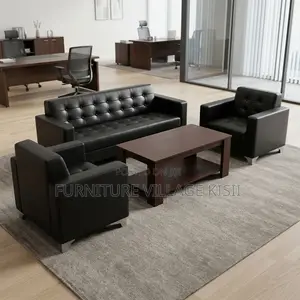 5-Seater Leather Reception Office Sofa