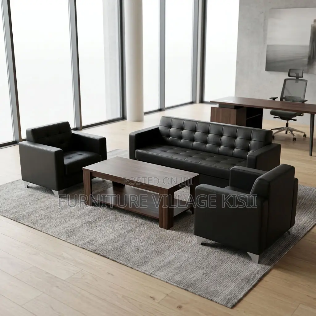 5-Seater Leather Reception Office Sofa