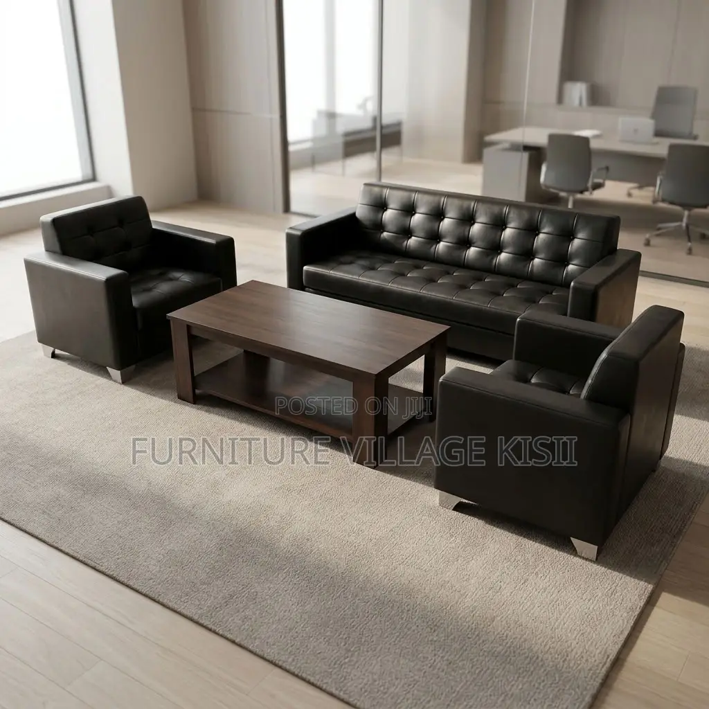 5-Seater Leather Reception Office Sofa