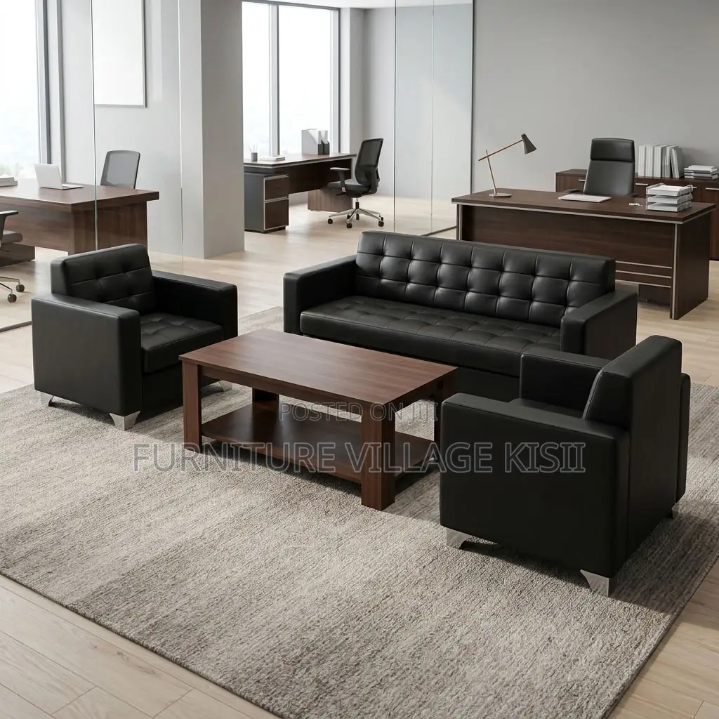 5-Seater Leather Reception Office Sofa