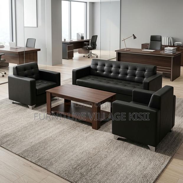 5-Seater Leather Reception Office Sofa - thumbnail 8