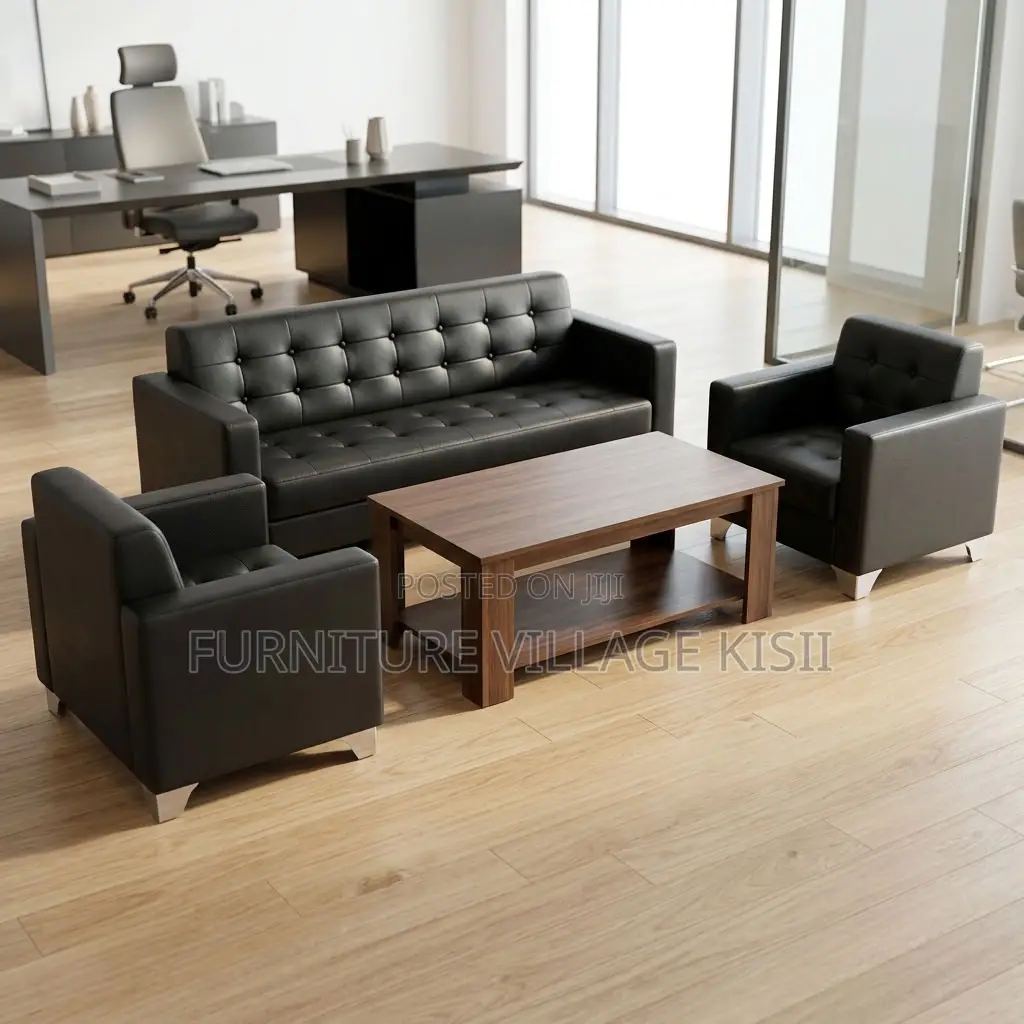 5-Seater Leather Reception Office Sofa