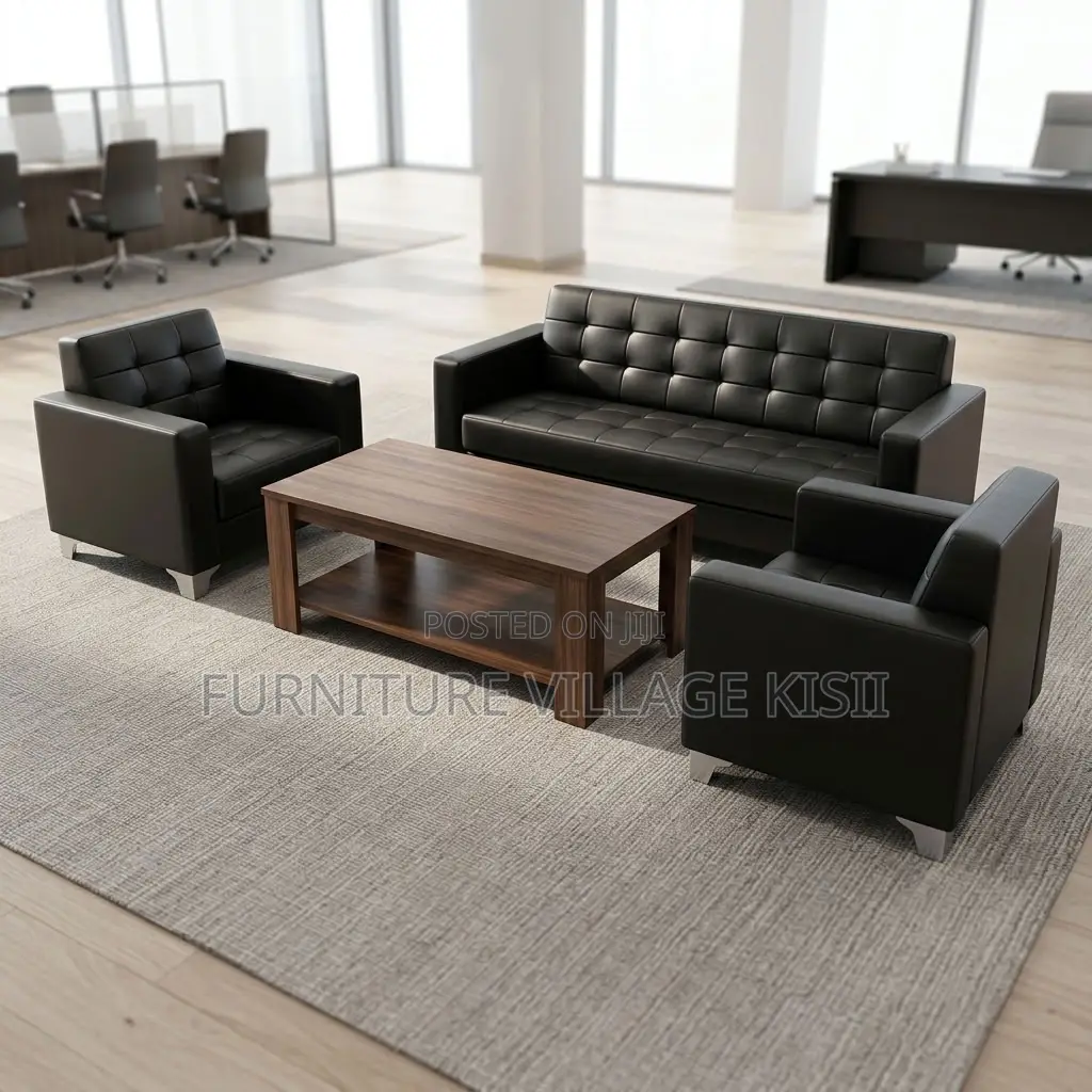 5-Seater Leather Reception Office Sofa