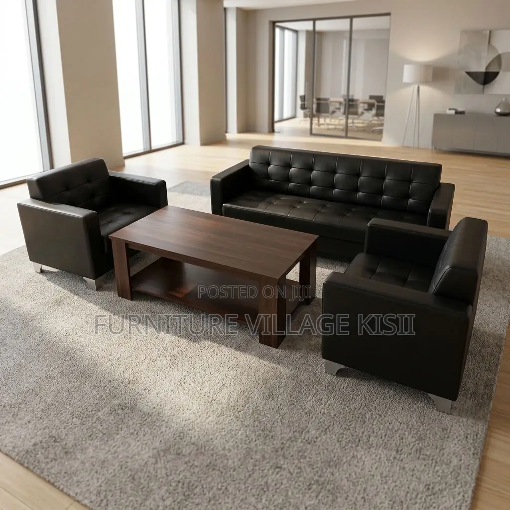 5-Seater Leather Reception Office Sofa