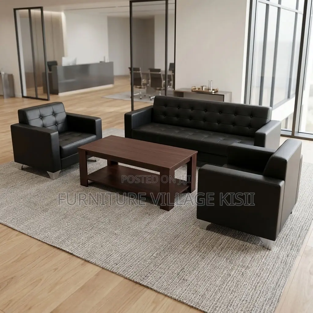 5-Seater Leather Reception Office Sofa