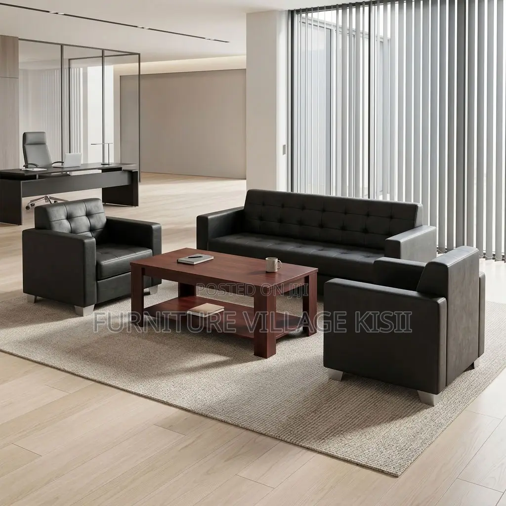 5-Seater Leather Reception Office Sofa