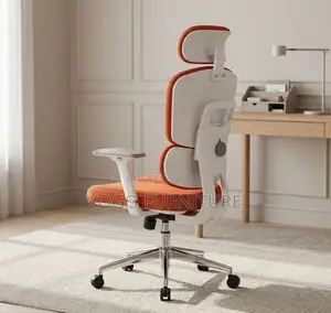 Office Chair; Orange High-Back Orthopedic Office Chair