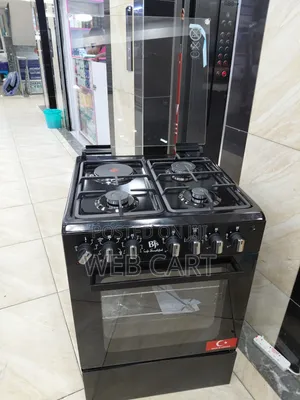 BJS 60×60 Black Cooker With 3 Gas Burners and 1 Electric Plate