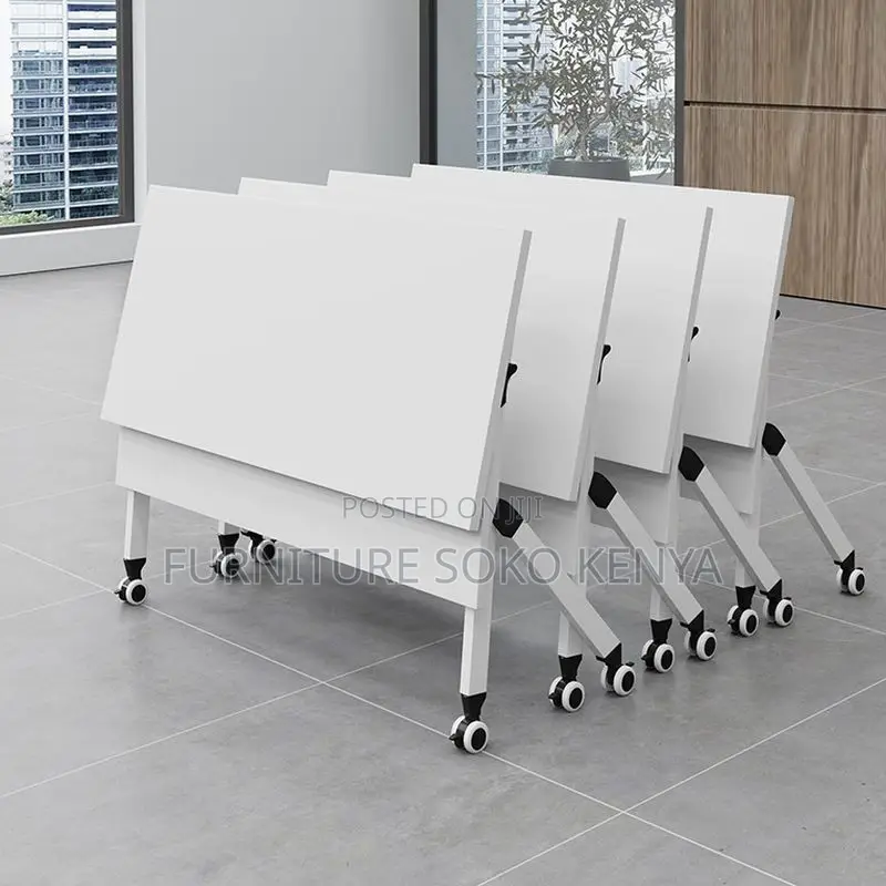 Office Table : White Mobile & Foldable Training Table