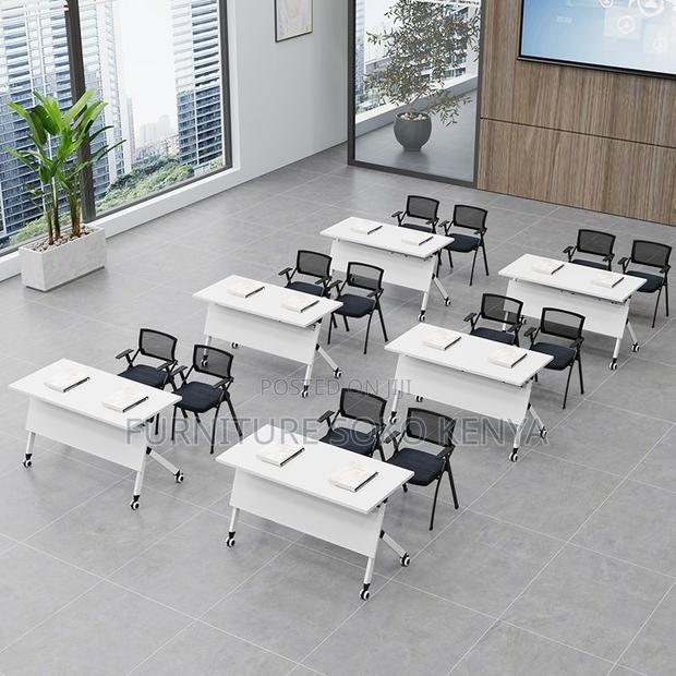 Office Table : White Mobile & Foldable Training Table - thumbnail 5