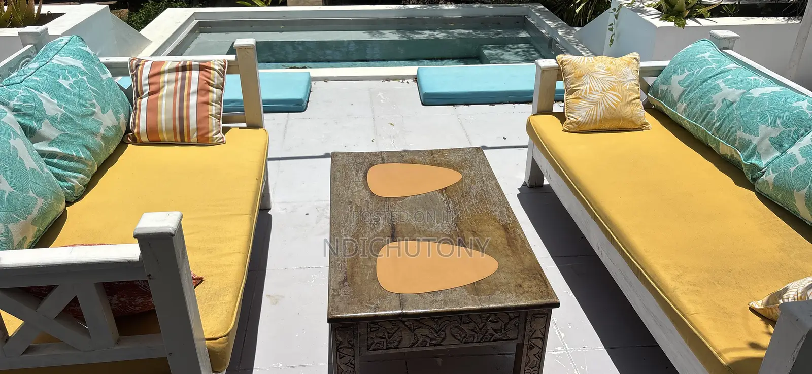 Outdoor Patio Set (2 Daybeds + Coffee Table + Cushions)