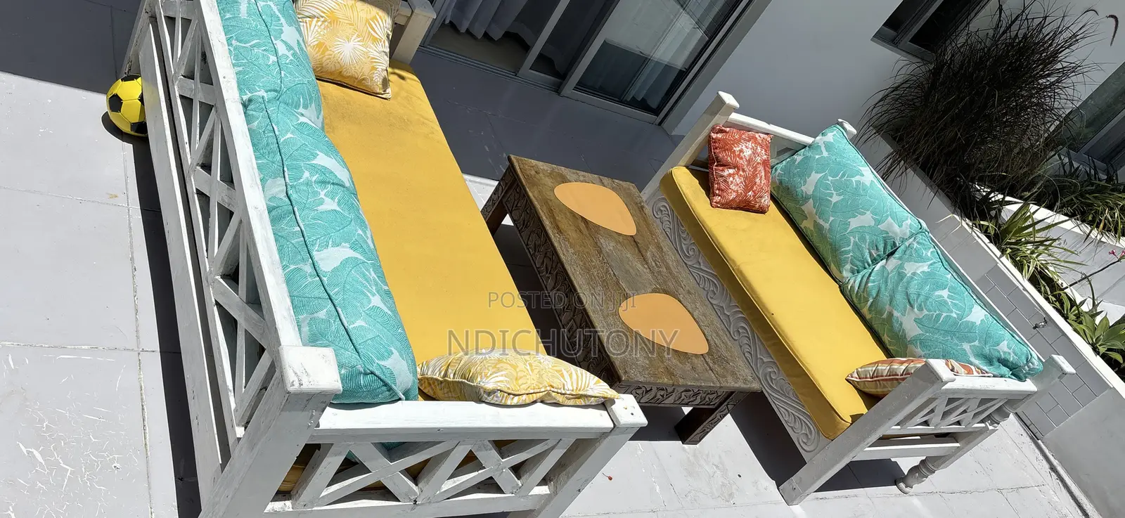 Outdoor Patio Set (2 Daybeds + Coffee Table + Cushions)
