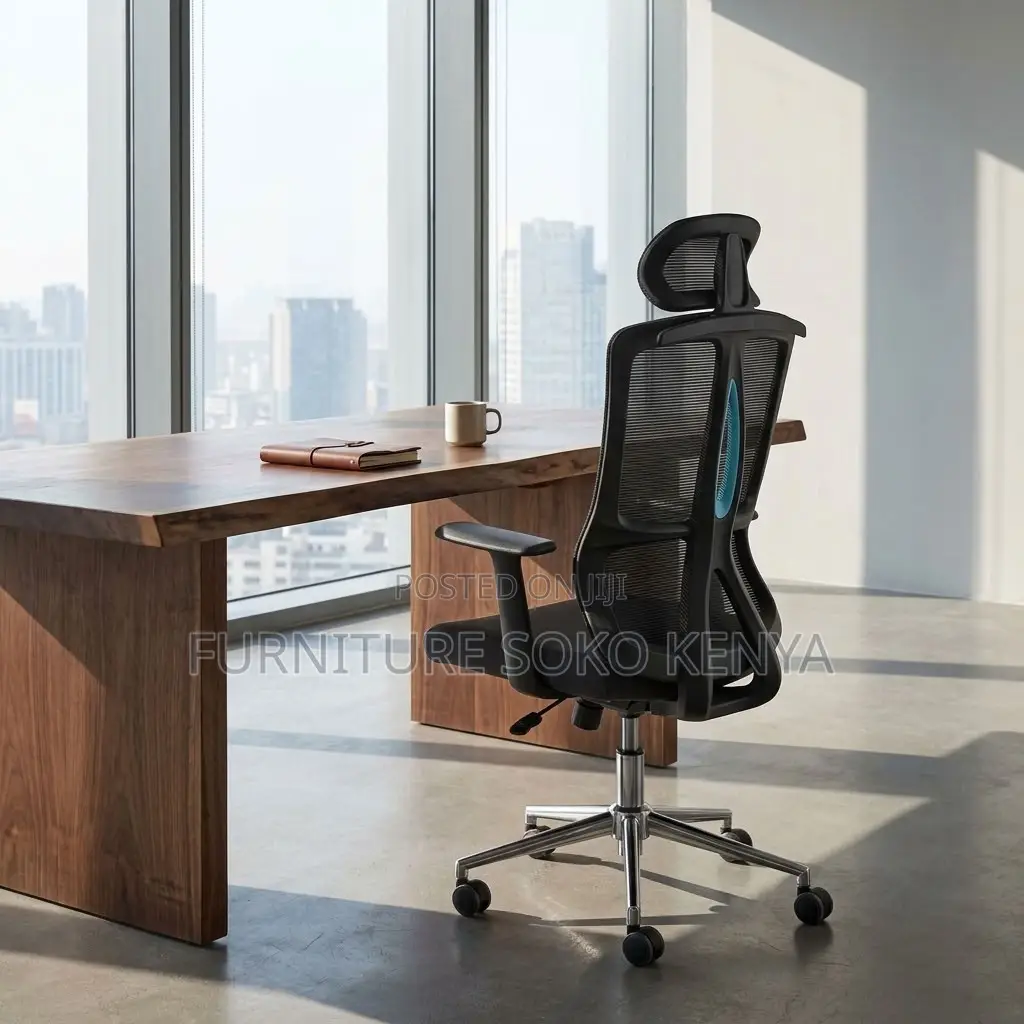 Office Chair : Black Mesh Ergonomic High-Back Task Chair