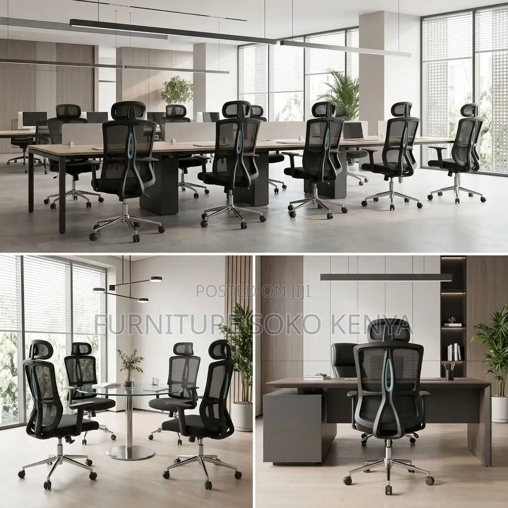 Office Chair : Black Mesh Ergonomic High-Back Task Chair