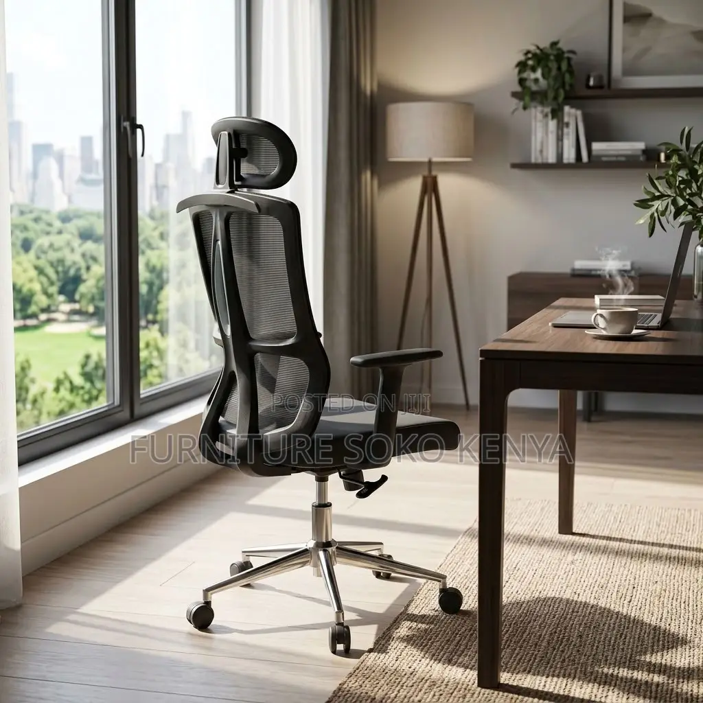 Office Chair : Black Mesh Ergonomic High-Back Task Chair