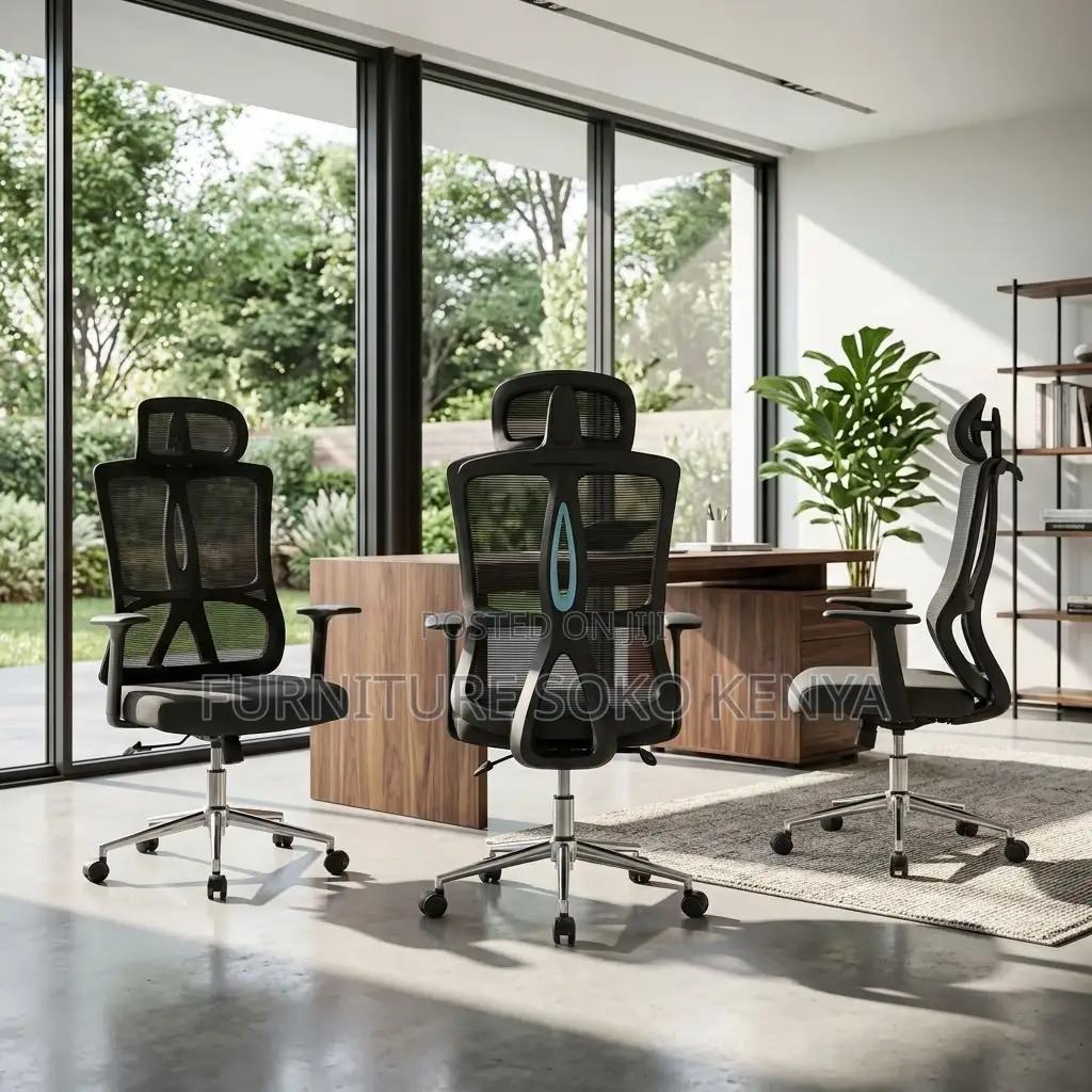 Office Chair : Black Mesh Ergonomic High-Back Task Chair