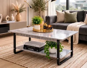 Imported Executive Marble Top Coffee Table - 2 Tier Modern