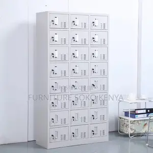 Storage Cabinet : Grey 24-Locker Metallic Office Storage Cabinet
